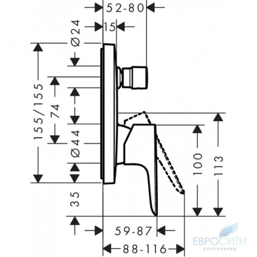 Смеситель для ванны Hansgrohe Talis E 71745000, встраиваемый