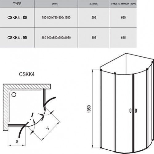 Душевой уголок Ravak Chrome CSKK4 90x90 (прозрачное, белый)