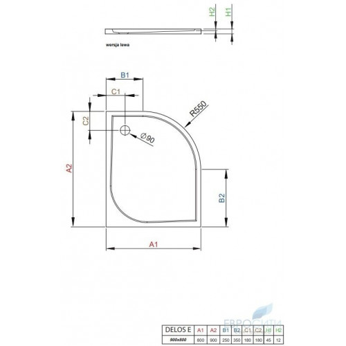 Угловой поддон Radaway Delos E 90x80 (правый)