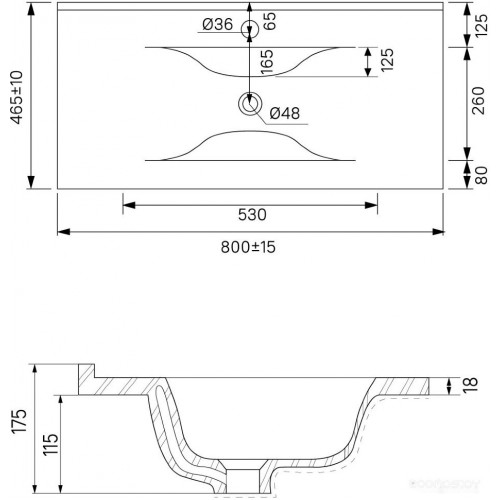 Мебель для ванных комнат IDDIS Тумба с умывальником Oxford 80 OXF80W0i95K