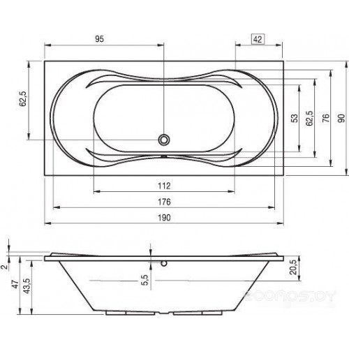 Ванна Riho Supreme 190x90 (без ножек)