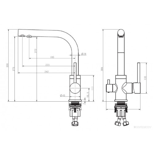 Смеситель AquaSanita Akvaduo 2663 L 220 argent