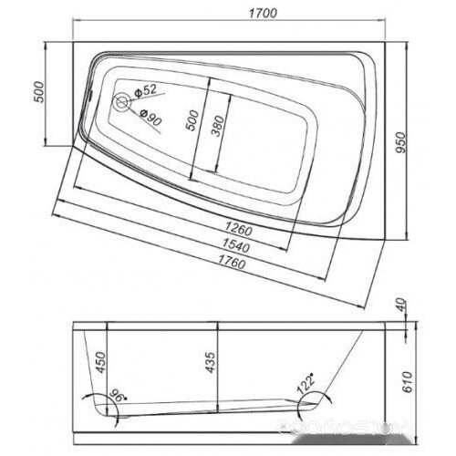 Ванна Domani-Spa Trend 170x95R DS02Tr170R