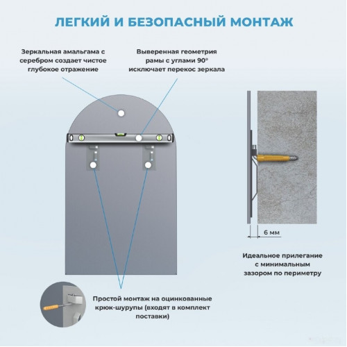 Зеркало Wellsee Зеркало 7 Rays' Spectrum 172201660, 40 х 70 см