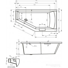 Ванна Riho Geta 170x90 BA88005 (правая, с экраном, без ножек)