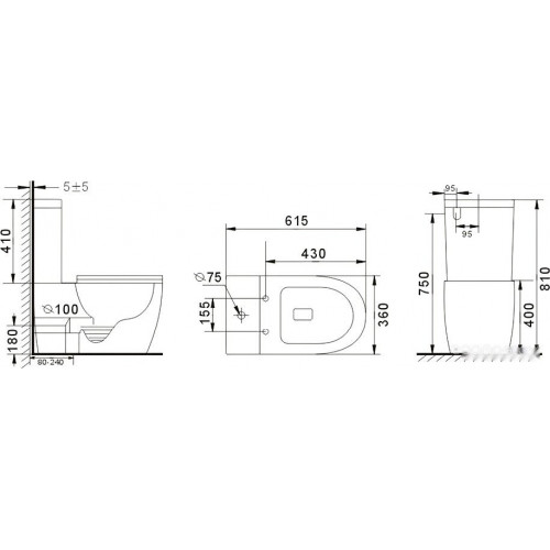 Унитаз Gid Tr2177BL (черный матовый)