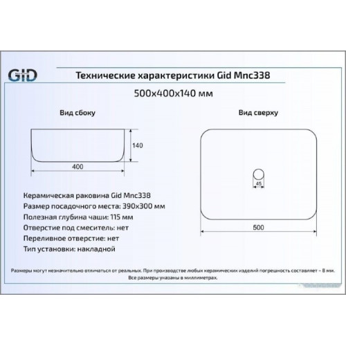 Умывальник Gid MNC338 (синий)