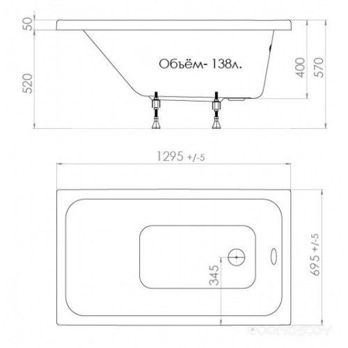 Ванна Triton Ультра 130x70 (без ножек)