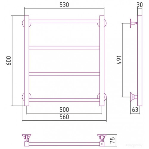 Полотенцесушитель Стилье Версия-КН 600х500 (4) П 20х20 30640-6050