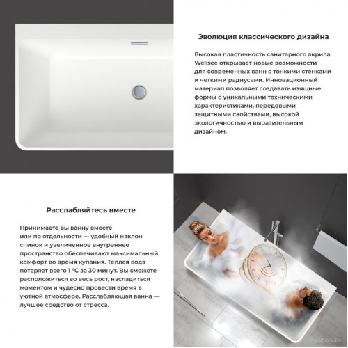 Ванна Wellsee Graceful Pro 168x80 230903004 (отдельностоящая ванна белый глянец, экран, ножки, сифон-автомат золото)