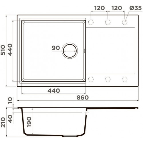 Кухонная мойка Omoikiri Daisen 4993696 86x51 пастила