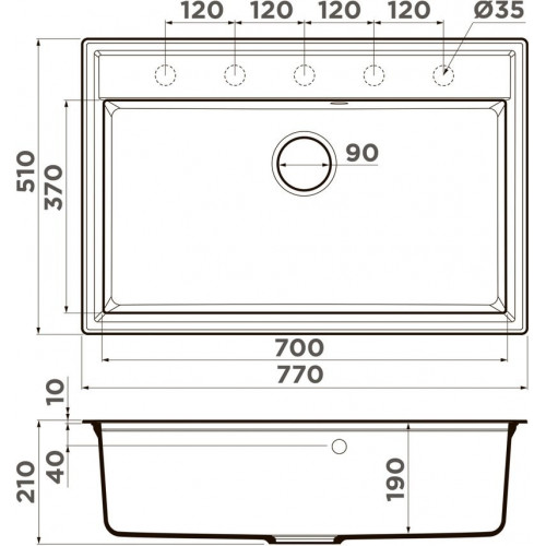 Кухонная мойка Omoikiri Daisen 77-DC 4993629 77x51 темный шоколад