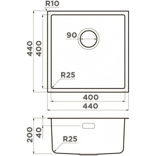 Кухонная мойка из н/с OMOIKIRI Tadzava 44-U-IN Quadro 44x44 нержавеющая сталь