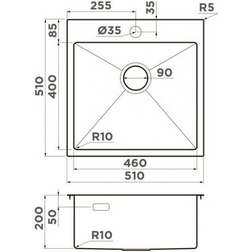 Кухонная мойка из н/с OMOIKIRI Akisame 51-GM 51x51 вороненая сталь