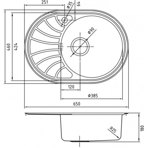 Кухонная мойка IDDIS Suno SUN65SRi77 65x46 нержавеющая сталь (шелк)