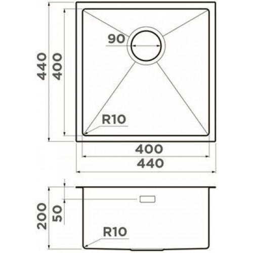 Кухонная мойка Omoikiri Taki 44-U/IF-GB 4997017 44x44 графит