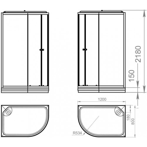 Душевая кабина Domani-Spa Delight 128 L 120x80 стекло прозрачное / белые стенки