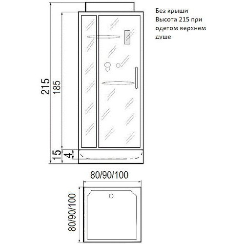 Душевая кабина River Tana 90x90 б/к (без крыши)