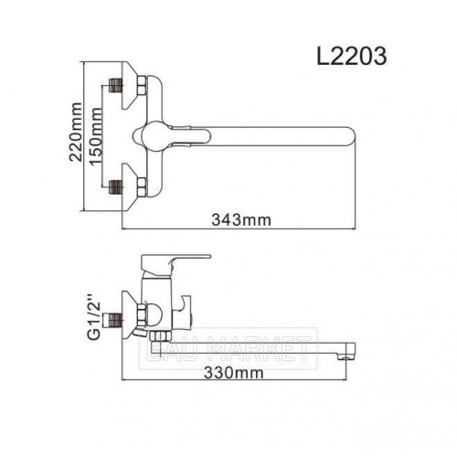 Смеситель для ванны и душа Ledeme L2203 (L2203)