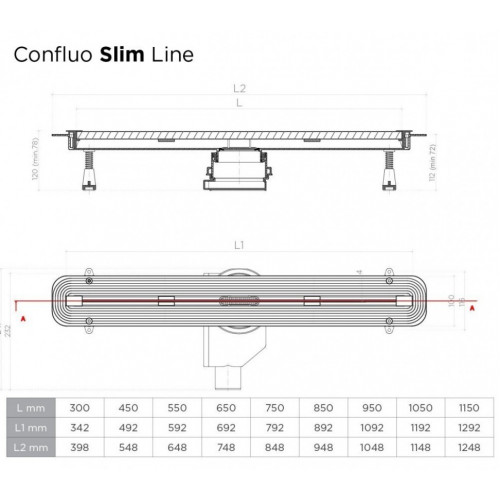 Душевой лоток Pestan Confluo Slim Line 450+ хром матовый