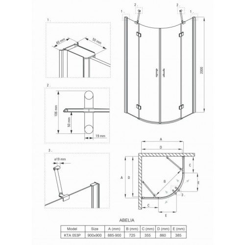 Душевой уголок Deante Abelia KTA_053P 90x90