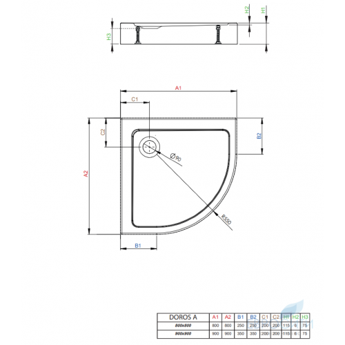 Угловой поддон Radaway Doros A Compact 80x80