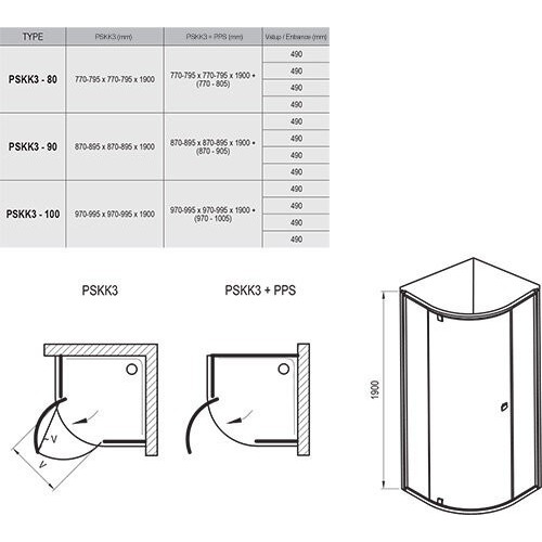 Душевой уголок Ravak Pivot PSKK3 80x80 (прозрачное, белый)