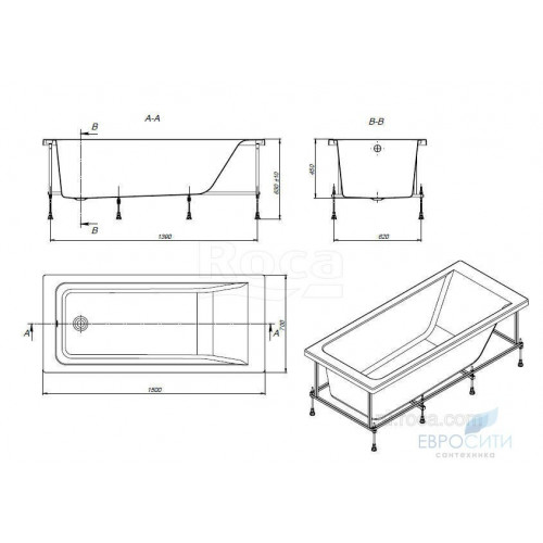 Ванна акриловая Roca Easy 150x70 (без каркаса)