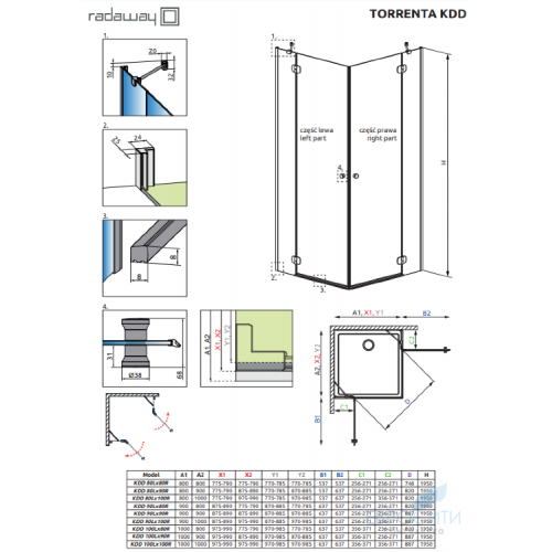 Душевой уголок Radaway Torrenta KDD 100x100