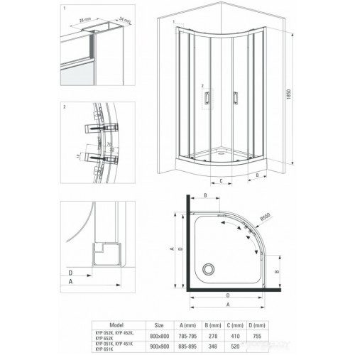 Душевой уголок Deante Funkia 80x80 KYP N52K