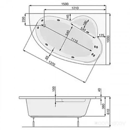 Ванна PoolSpa Klio Asym 150x100 L