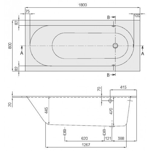 Ванна квариловая Villeroy&Boch Oberon Solo 180x80