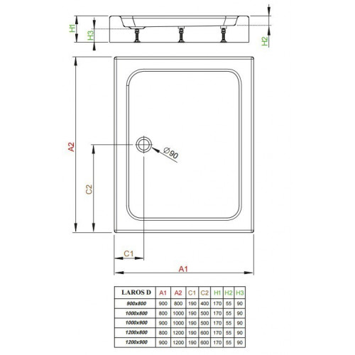 Прямоугольный поддон Radaway Laros D Compact 100x90