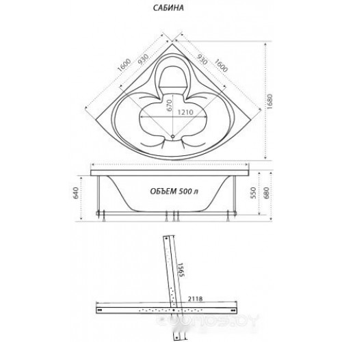 Ванна Triton Сабина 160x160 Экстра Релакс Flat (с гидромассажем)