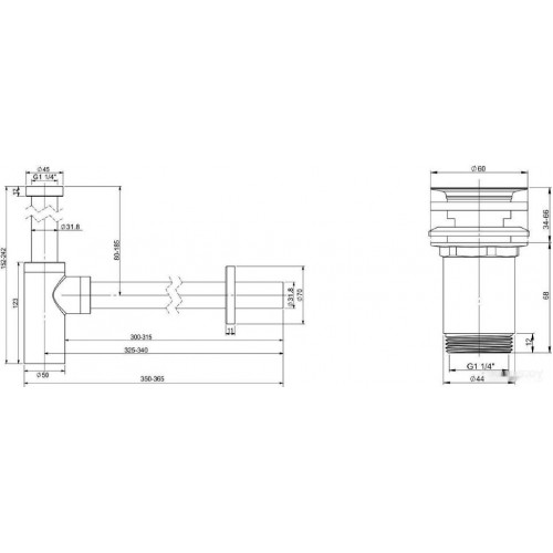 Сифон Wellsee Drainage System 182104004 (сифон, выпуск, хром)