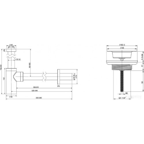 Сифон Wellsee Drainage System 182104005 (сифон, выпуск, хром)