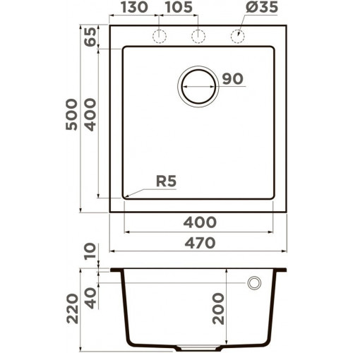 Кухонная мойка Omoikiri Bosen 47-GR 47x50 leningrad grey