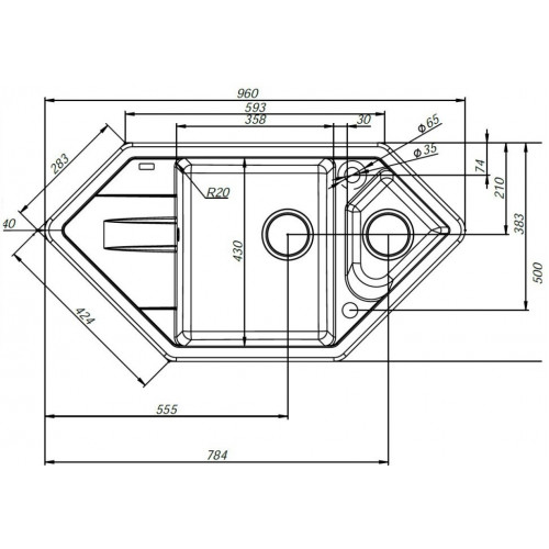 Кухонная мойка IDDIS Vane G V28P965i87 96x50 песок