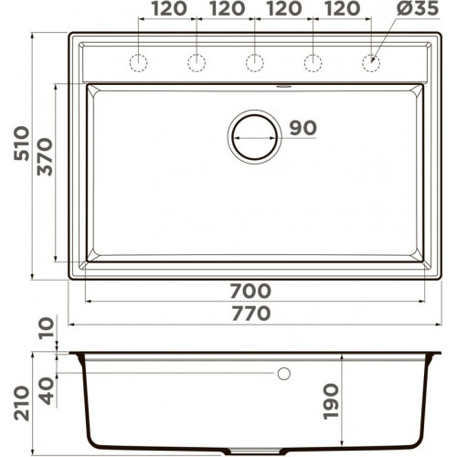 Кухонная мойка Omoikiri Daisen 77-PA 4993626 77x51 пастила