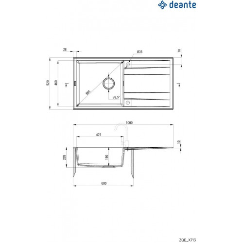 Кухонная мойка Deante ERIDAN ZQE_N713 100x52 черный