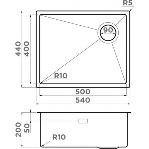 Кухонная мойка Omoikiri Taki 54-U/IF-LG Side 4997092 54x44 светлое золото