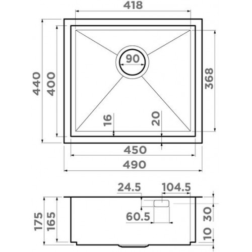 Кухонная мойка Omoikiri Kasen 49-16-INT-IN 4997053 49x44 нержавеющая сталь