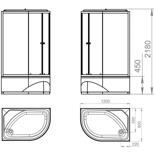 Гидромассажная душевая кабина Domani-Spa Delight 128 High L 120x80 тонированное стекло / черные стенки