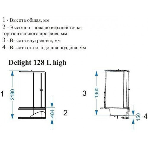 Гидромассажная душевая кабина Domani-Spa Delight 128 High L 120x80 тонированное стекло / черные стенки