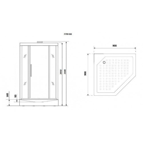 Душевая кабина Niagara Lux NG-7799WBK 90x90 серебро, без крыши