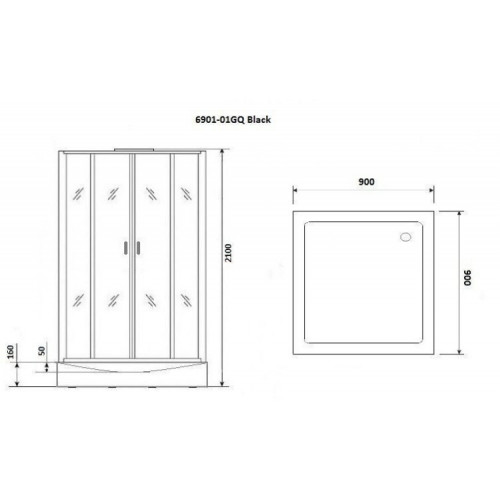 Душевая кабина Niagara Premium NG-6901-01GQ BLACK 90x90