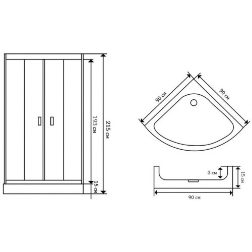 Душевая кабина Niagara Classic NG-116-15 90x90 передние стекла матовые