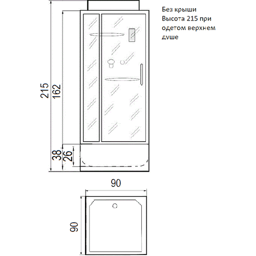 Душевая кабина River Tana б/к 90х90 38