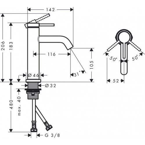 Смеситель для умывальника Hansgrohe Tecturis S 73311000 хром