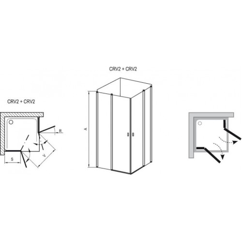 Душевой уголок Ravak Chrome CRV2+CRV2 90x90 стекло bright alu+Transparent